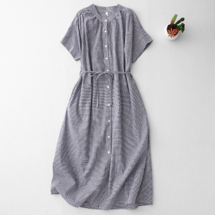 轻熟风高级感连衣裙女 茶歇裙2025年夏季 法式 亚麻小个子通勤中长款