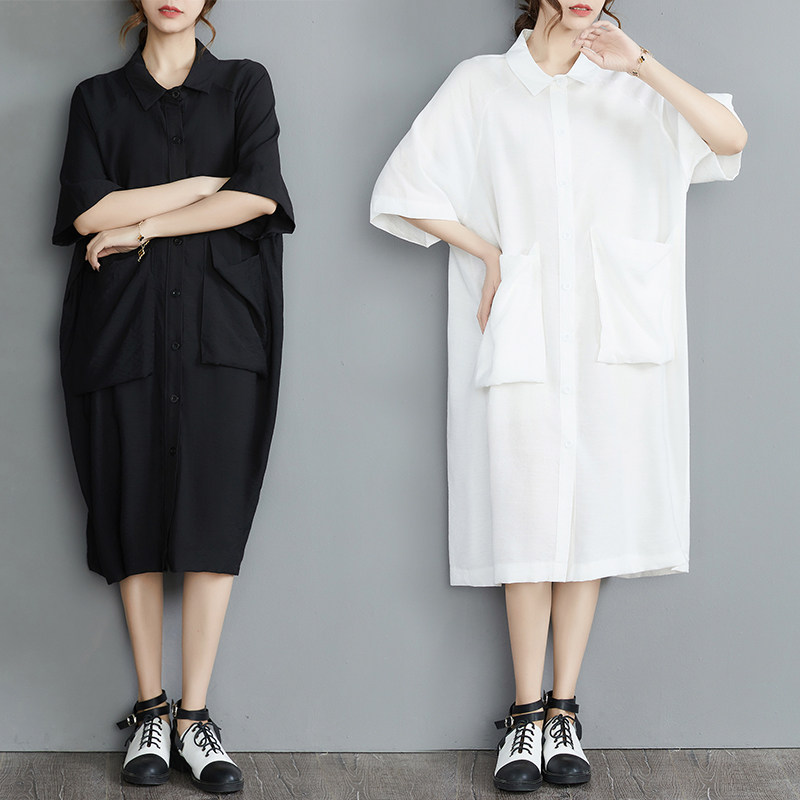 捡漏年夏季新款麻棉大口袋长款连衣裙宽松显瘦文艺大码女装包邮
