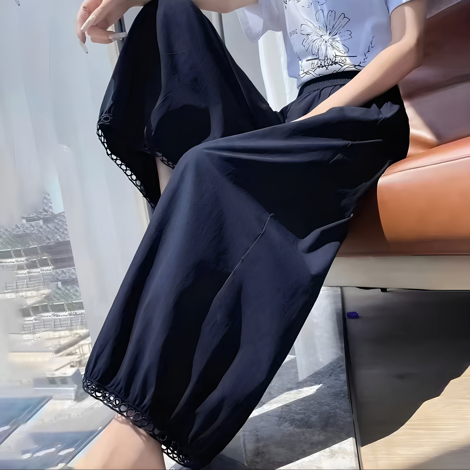 时尚女装夏季洋气显瘦松紧腰裙裤