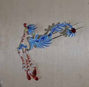 点绸头饰新款单尾偏凤越剧舞台头饰花旦小姐百搭发饰古装汉服