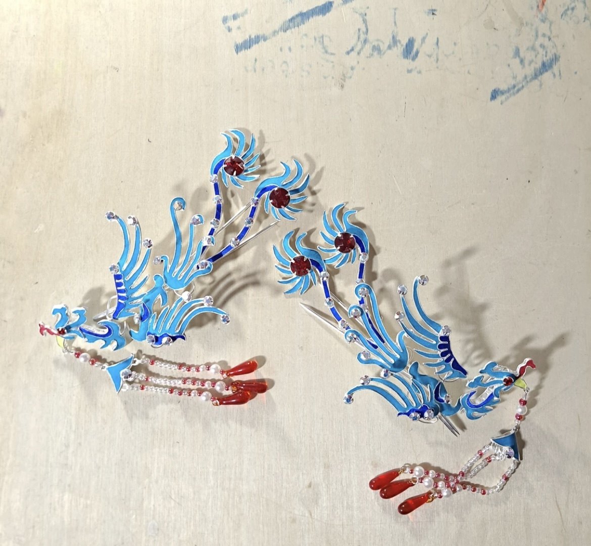 新款点稠头饰偏凤戏曲造型卧凤越剧黄梅戏舞台配饰汉服古装发饰