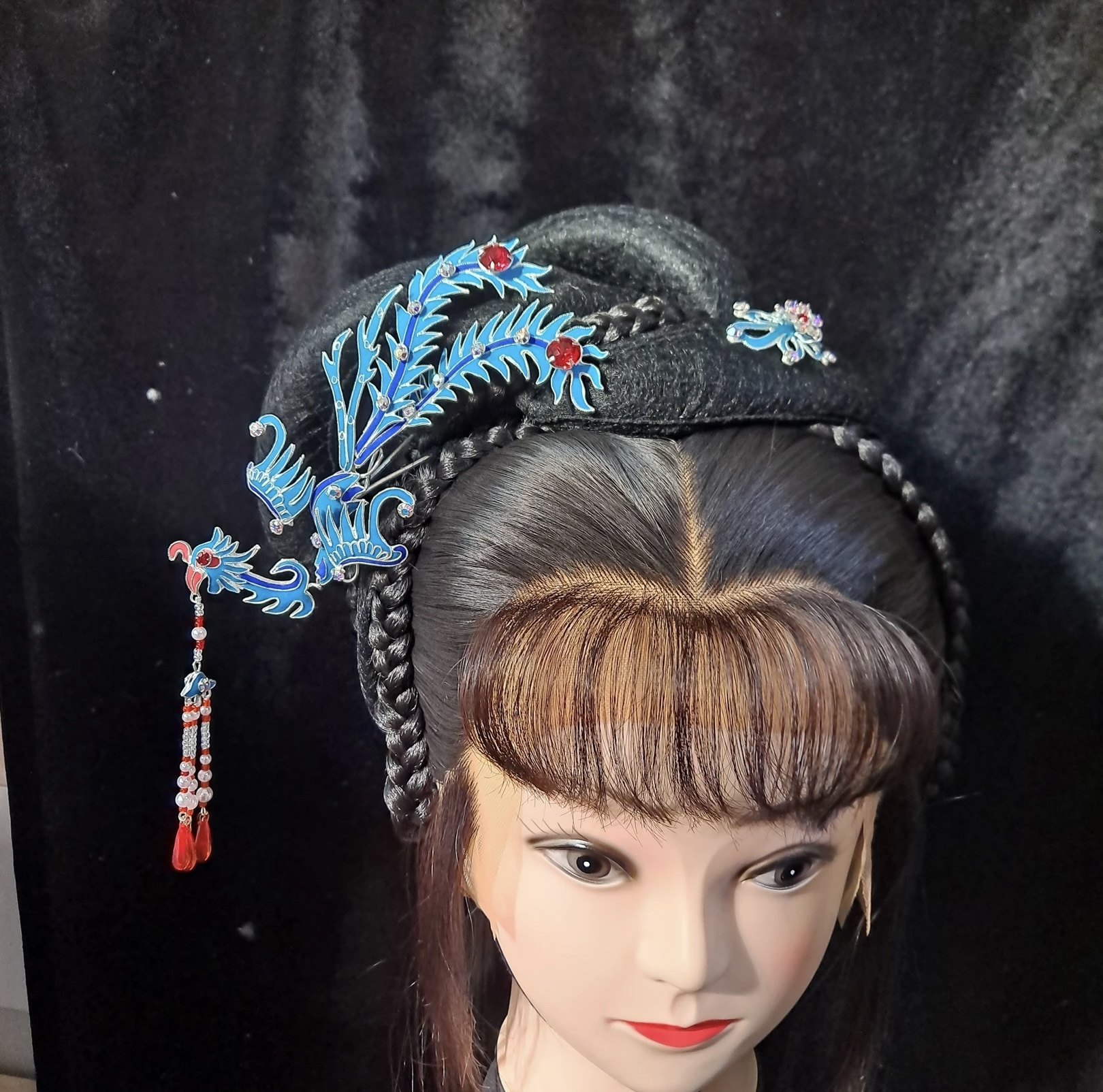 新款戏曲点绸头饰偏凤中大款百搭卧凤花旦小姐发饰古装汉服配饰