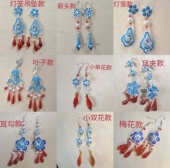 越剧黄梅戏小旦花旦配饰汉服 式 新款 点绸耳环戏曲头饰配件花朵款