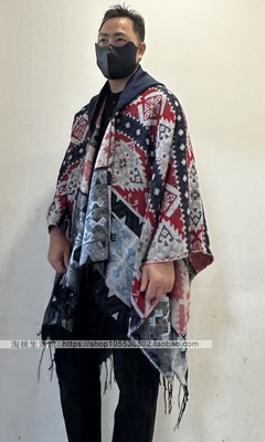 民族风大披肩斗篷披风男女外搭带帽子厚围巾新疆大理丽江旅游穿搭