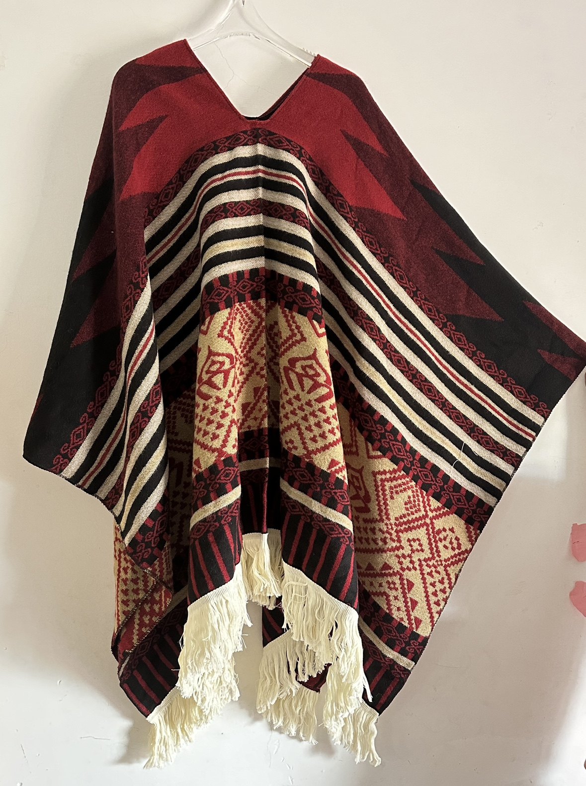 民族风云南尼泊尔旅行拍照披肩民族风流苏套头 保暖提花户外斗篷