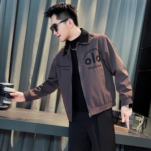 秋季新款牛仔翻领拼接夹克潮男上衣160矮个子XS码S号修身短款外套