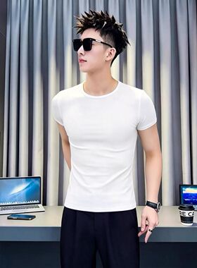 夏季TEE短袖修身小码男款T恤纯色弹力打底衫XS号155矮个子160体恤