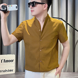 矮个子S号小伙潮流修身 26春夏青年提花短袖 衬衫 男XS码 160 短袖