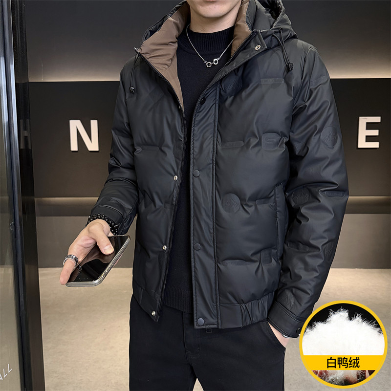 男士冬季五防免洗羽绒服160小码S号连帽鸭绒保暖上衣青年修身外套