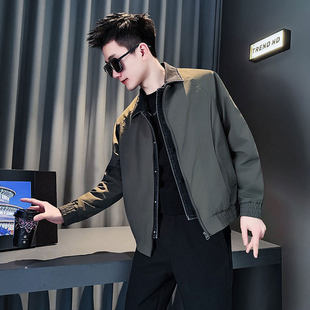 155矮个子穿搭潮流夹克男春秋外套牛仔领拼接假两件休闲褂子上衣S