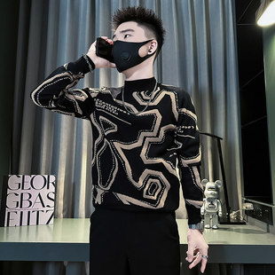 矮小个子XS小码秋冬打底衫155提花S号半高领毛衣男S码紧身针织衫