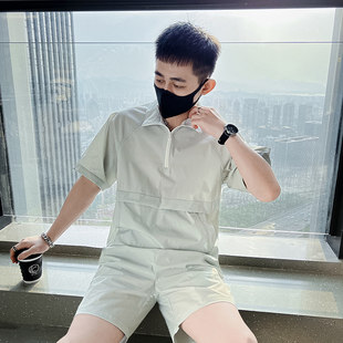 XS码 夏季 矮个子S号XS运动服160 T恤套装 短款 社会小伙冰丝薄款 工装