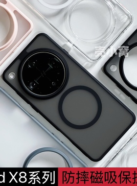 适用于findX8ultra透明全包磁吸手机壳OPPOX8s新款简约磨砂气囊防摔软边手机套X7Ultra防滑TPU高级感保护壳硬