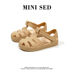 mini sed宝宝凉鞋罗马果冻鞋2024夏季新款男女小童包头防滑儿童鞋