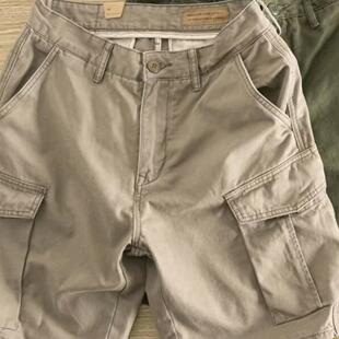 纯棉工装 户外运动中裤 裤 休闲百搭马裤 男欧货潮牌宽松五分裤 美式