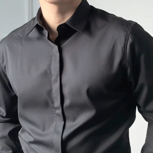 硬汉风暗扣衬衫 冰丝雪纺休闲工装 肌肉男免烫修身 开衫 衬衣 长袖 美式