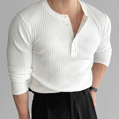 美式硬汉风针织亨利衫肌肉男长袖