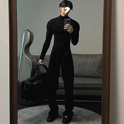 半高领包芯纱针织衫紧身弹力长袖