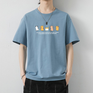 夏装 季 t恤男士 FHR宽松男潮流休闲简约体恤梳棉上衣u 纯棉精短袖