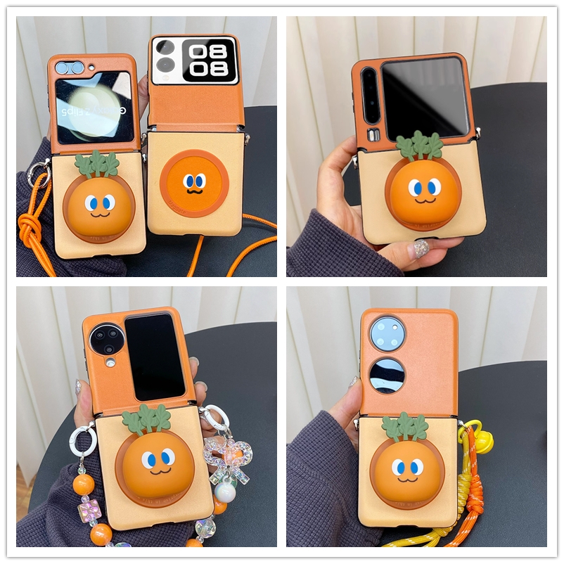 胡萝卜可爱表情磁吸支架适用三星zflip6/5折叠屏Pura X手机壳pocket2保护套n3flip小米mixflip荣耀magicvflip
