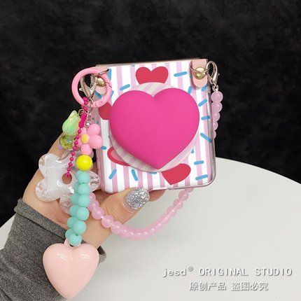 韩系ins彩色爱心适用三星折叠屏zflip76手机壳purax新款pocket2荣耀vflip磁吸支架XFlip小米mixflip2硬n3flip
