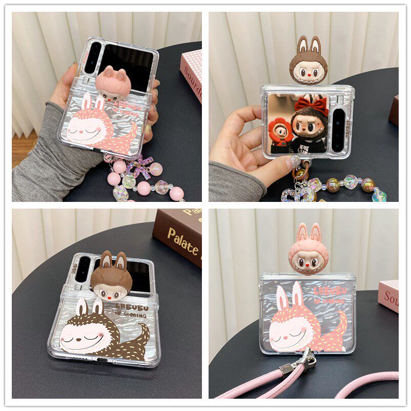 可爱立体小怪兽适用三星zflip6/5/4/3折叠屏手机壳Pura X新款pocket2保护套小米mixflip透明oppon3flip斜挎绳