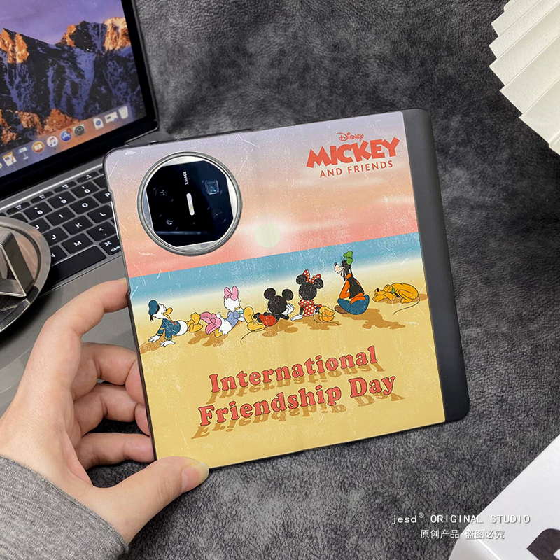 米奇唐老鸭适用华为matex5手机壳x2折叠屏5g翻盖皮套x3典藏版保护套荣耀magicv2RSR高级感Vs2/V2至臻版全包壳