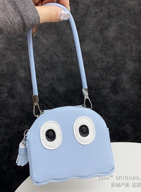 可爱奶蓝色大眼小煤球零钱包适用三星zflip567折叠屏purax手机壳pocket2保护套razr60小米mixflip2荣耀vflip2