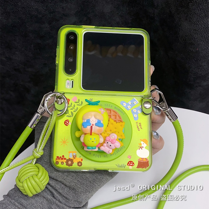 ins风韩系插画椰子哭娃磁吸支架适用荣耀MagicVFlip2手机壳新款PuraX典藏版保护套华为Pocket2折叠屏novaFlip