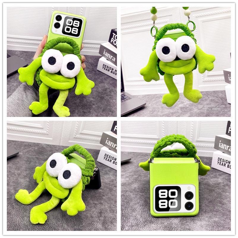 搞怪卡通青蛙零钱包斜跨手绳适用华为novaflip手机壳背带Nova Flip小折叠屏保护套耳机包女新款可爱挂绳外壳