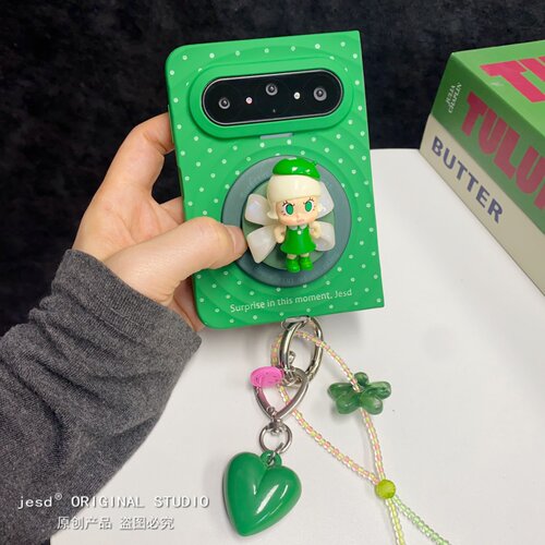 可爱蝴蝶结molly支架适用华为puraxmax手机壳典藏版阔折叠新款iphoneDuo波漾纹磁吸三星GalaxyZfold8保护套女
