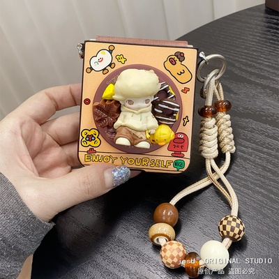 巧克力甜甜圈dimoo磁吸支架适用三星zflip67折叠屏purax手机壳pocket2/s保护套razr60小米mixflip2荣耀vflip2