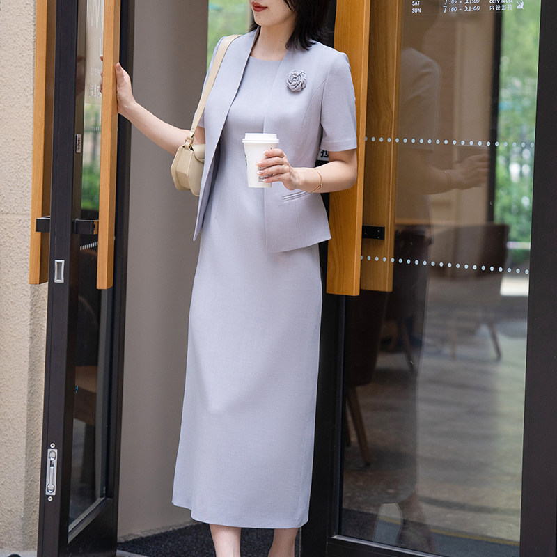 SENSE OF LUXURY PROFESSIONAL SUIT WOMENS 2023 SUMMER NEW TEMPERAMENT DRESS SHORT SLEEVE FORMAL TWO-PIECE SET
