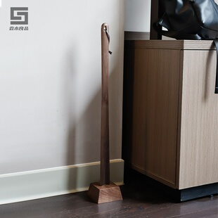 器家用鞋 实木质长柄鞋 超长提鞋 拔子孕妇穿鞋 抽 扒子黑胡桃木加长鞋