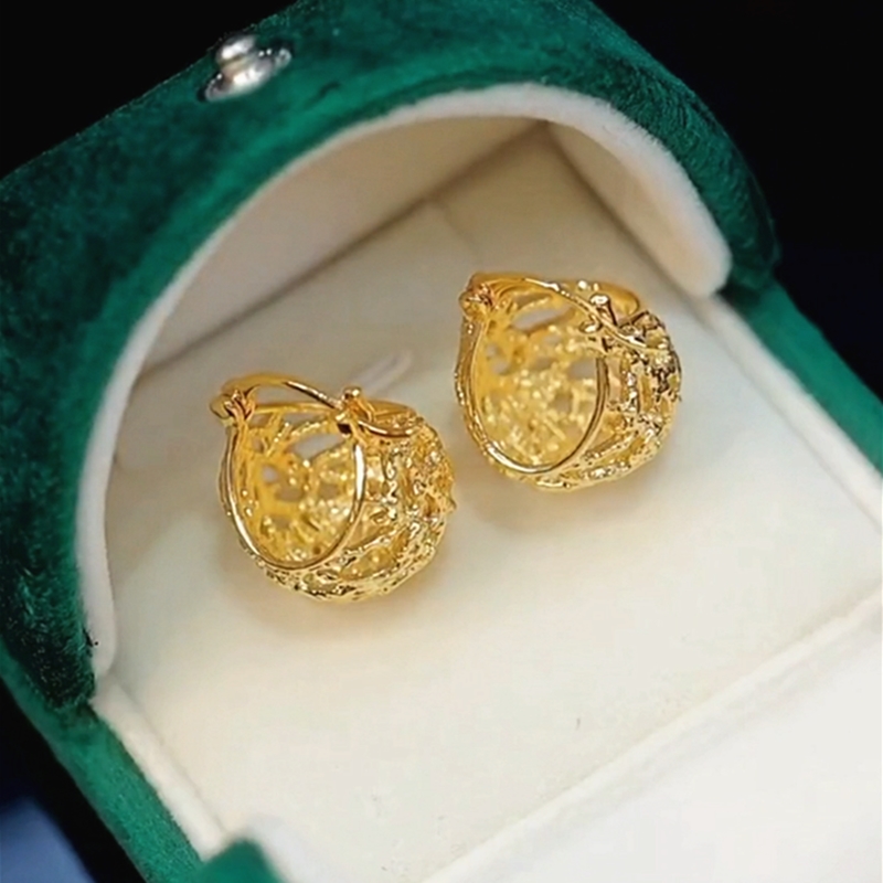 法式复古镂空金色耳扣