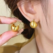 拉丝圆球耳环小众设计感轻奢复古气质耳饰品2026年爆款 网红耳钉女