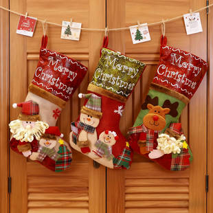 圣诞袜子礼物袋儿童圣诞节装饰品圣诞老人糖果玩偶高档毛绒礼袋