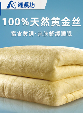 黄金丝蚕丝被100%桑蚕丝春秋冬被儿童夏凉被子被芯黄色空调子母被