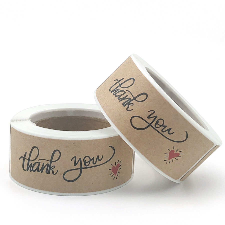 120pcs/卷 牛皮纸不干胶贴纸标签感谢您的订单封口贴烘焙蛋糕贴纸