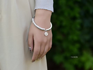 纯银黄财神吉言手镯/吉祥美好/足银雪花银西双版纳傣家熟银食用银