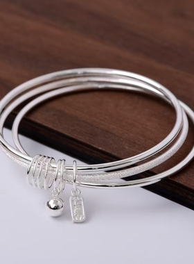 纯银三生三世镯子/好运连连/雪花银足银西双版纳傣家熟银食用银