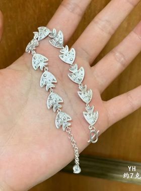 纯银鱼儿非遗花丝工艺锦鲤手链/好运连连/雪花银傣家熟银食用银