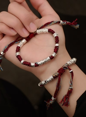 纯银盘缠手串盘缠俗称“钱串子”寓意腰缠万贯顺风顺水雪花银熟银