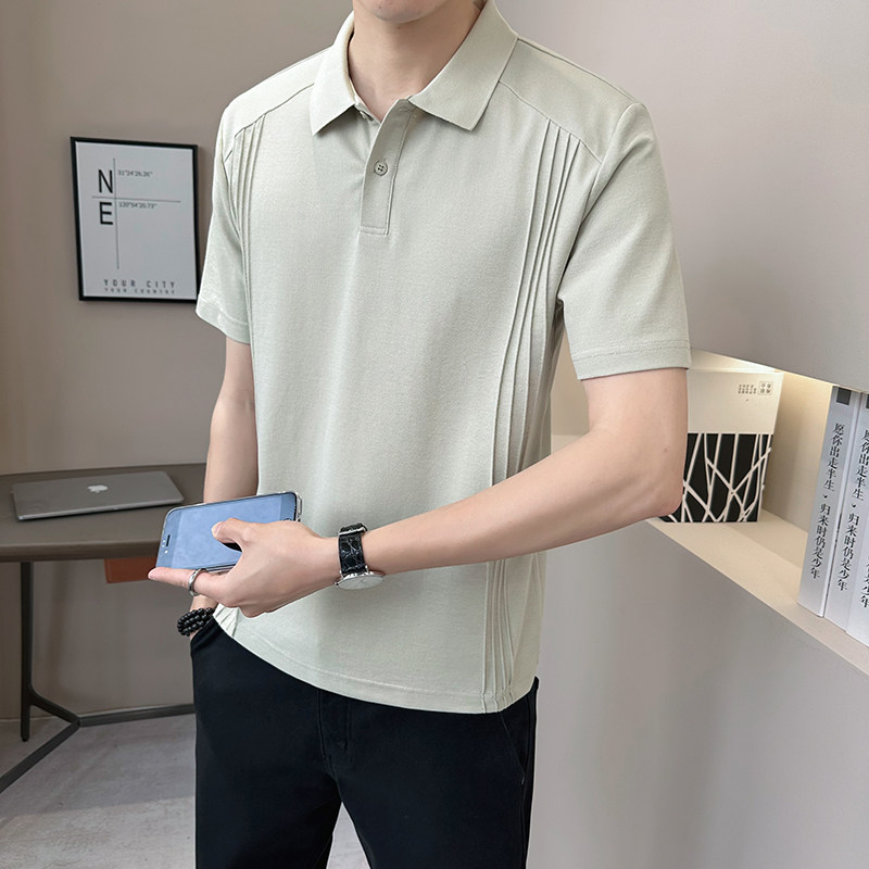 新面料轻奢高级男士设计感polo杉短袖T恤半袖82227-P55,男装T恤,电商D246
