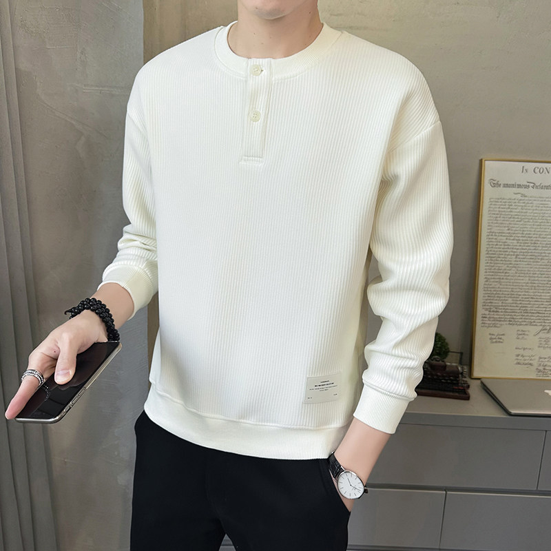 @店主风 特殊面料条纹男针织长袖卫衣圆领外套6871-P68控98图片