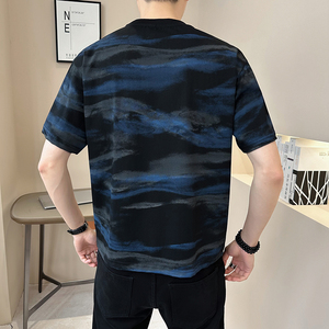 抖音原版面料 迷彩水波纹轻奢高定短袖T恤半袖T530-P48图片