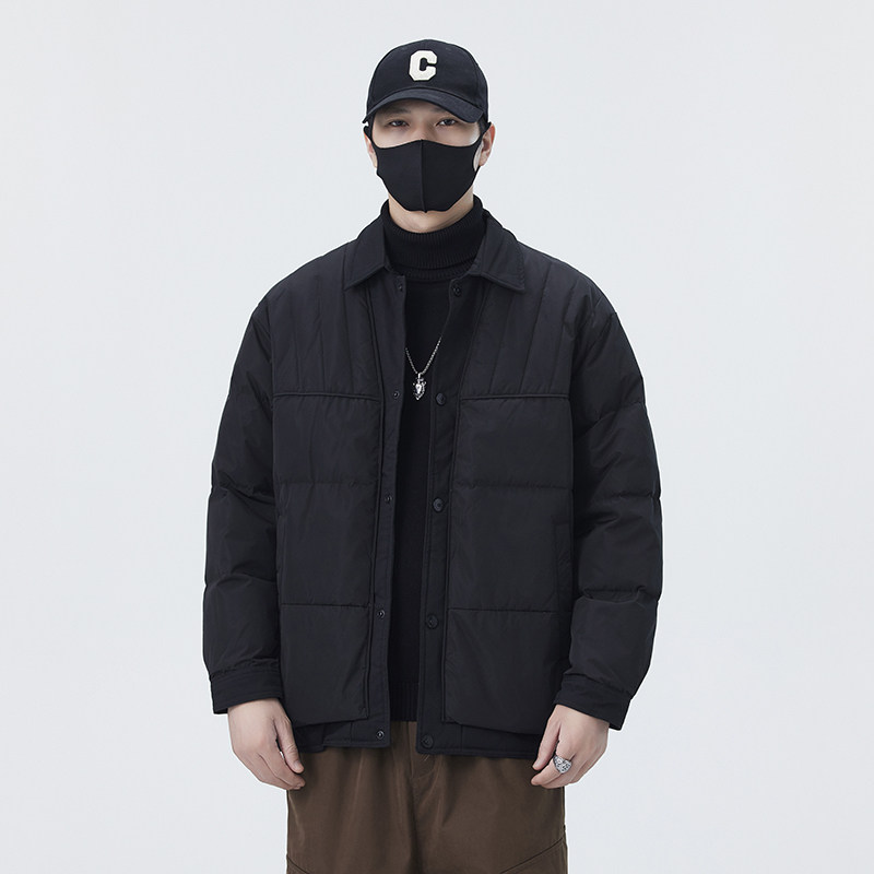 @标2025新款冬外套拼接翻领羽绒服潮流男假两件衣YR860-P150,男装羽绒服,电商D246