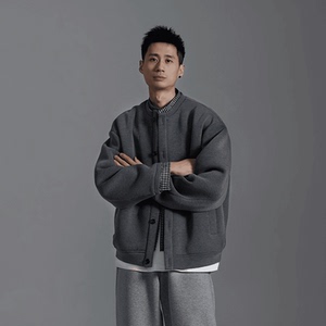 抖音 杭曼男装假两件外套高级感格子拼接设计男女款6126-P105图片