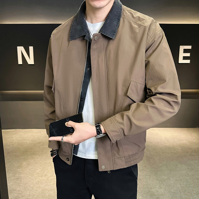 @店主-2025抖音男士假两件牛仔工装夹克外套25801-P115，男装工装外套，电商D246