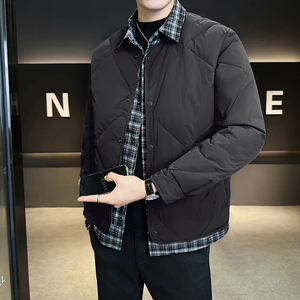@标 抖音 外套羽绒服假两件格子高级感男外套98006-P185图片